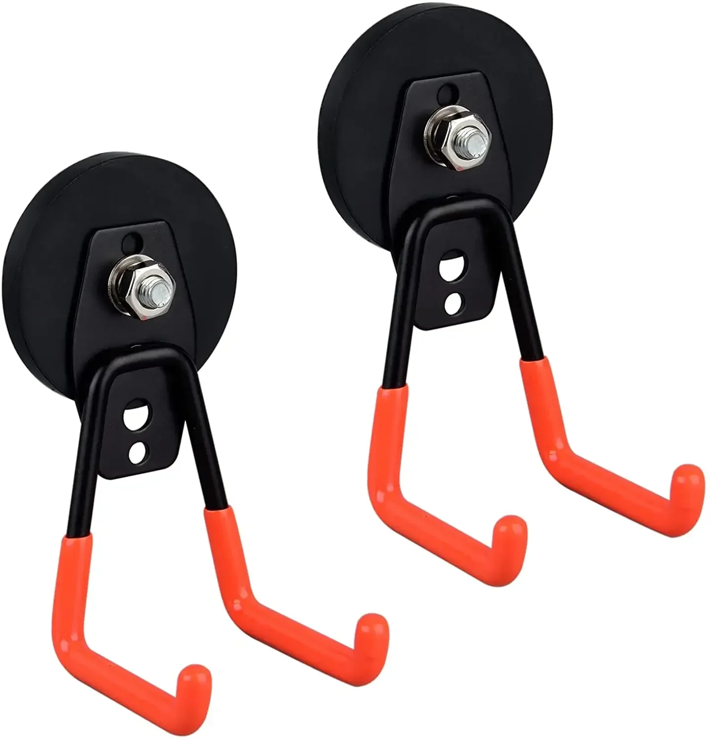 

Heavy Duty Large Garage Magnet Hooks, 2 Pack Strong Storage Magnetic Hooks w Anti-Slip Coating for Indoor & Outdoor Hanging