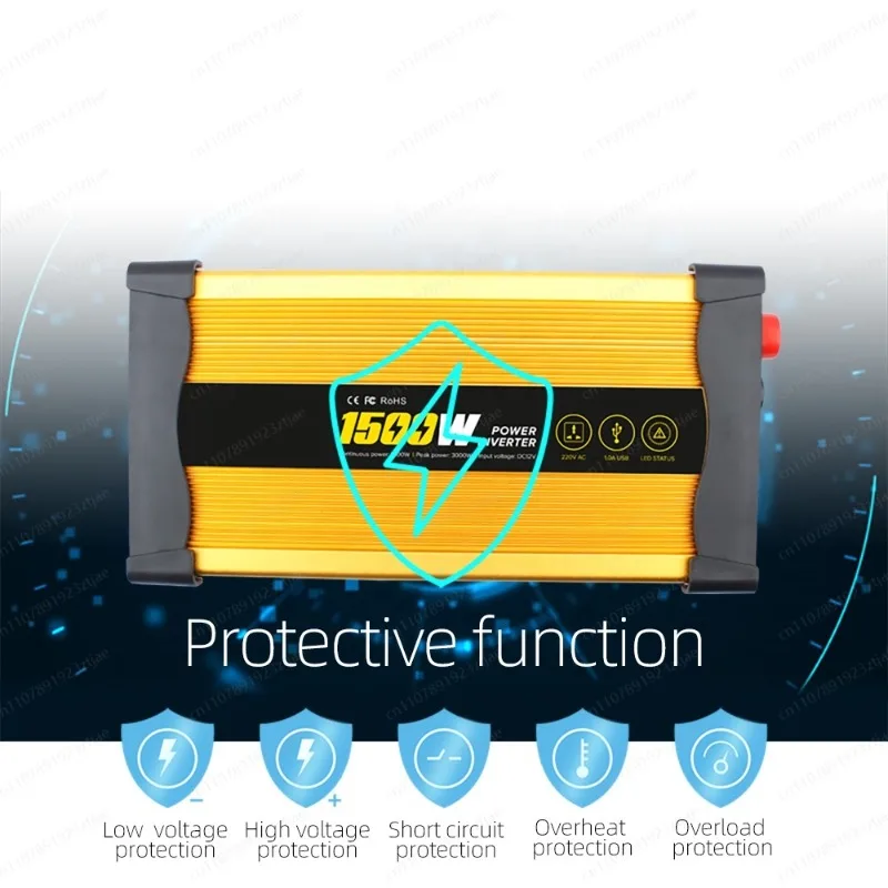 500W Pure Sine Wave Solar Inverter, DC 12V to AC 220V for Home Off-Grid Power System, 50Hz