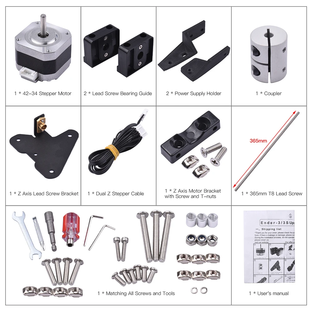 Kit de actualización de doble eje Z para impresora 3D Creality Ender 3 Pro/ Ender 3 V2 cr10, motor paso a paso, tornillo de plomo T8 42-34