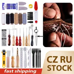 61Pcs Kit di strumenti artigianali in pelle professionale Home cucito a mano cuciture Punch Carving sella da lavoro Leathercraft accessori fai da te