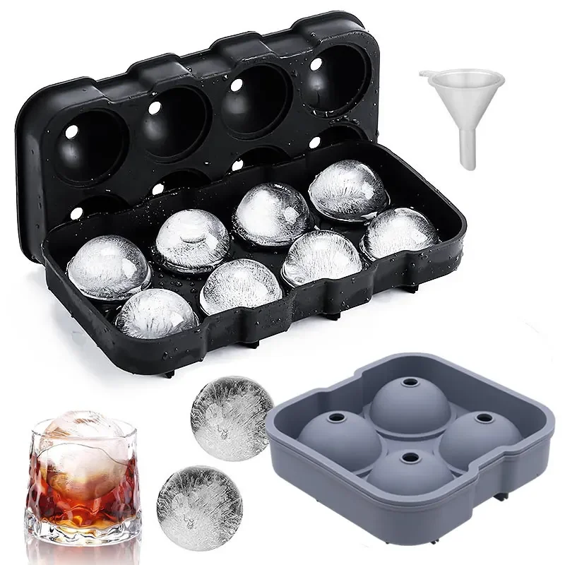 

Large Sphere Ice Cube Molds 4/8 Grid Whiskey Ice Mold Leak-free Round Ice Cube Mold Easy Fill & Release Ice Ball Maker Tools