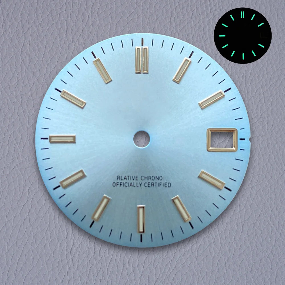 28.5mm S Logo Sunray Dial Fit NH35/NH36/4R/7S Japan Movement Green Luminous High Quality Watch Modification Accessories