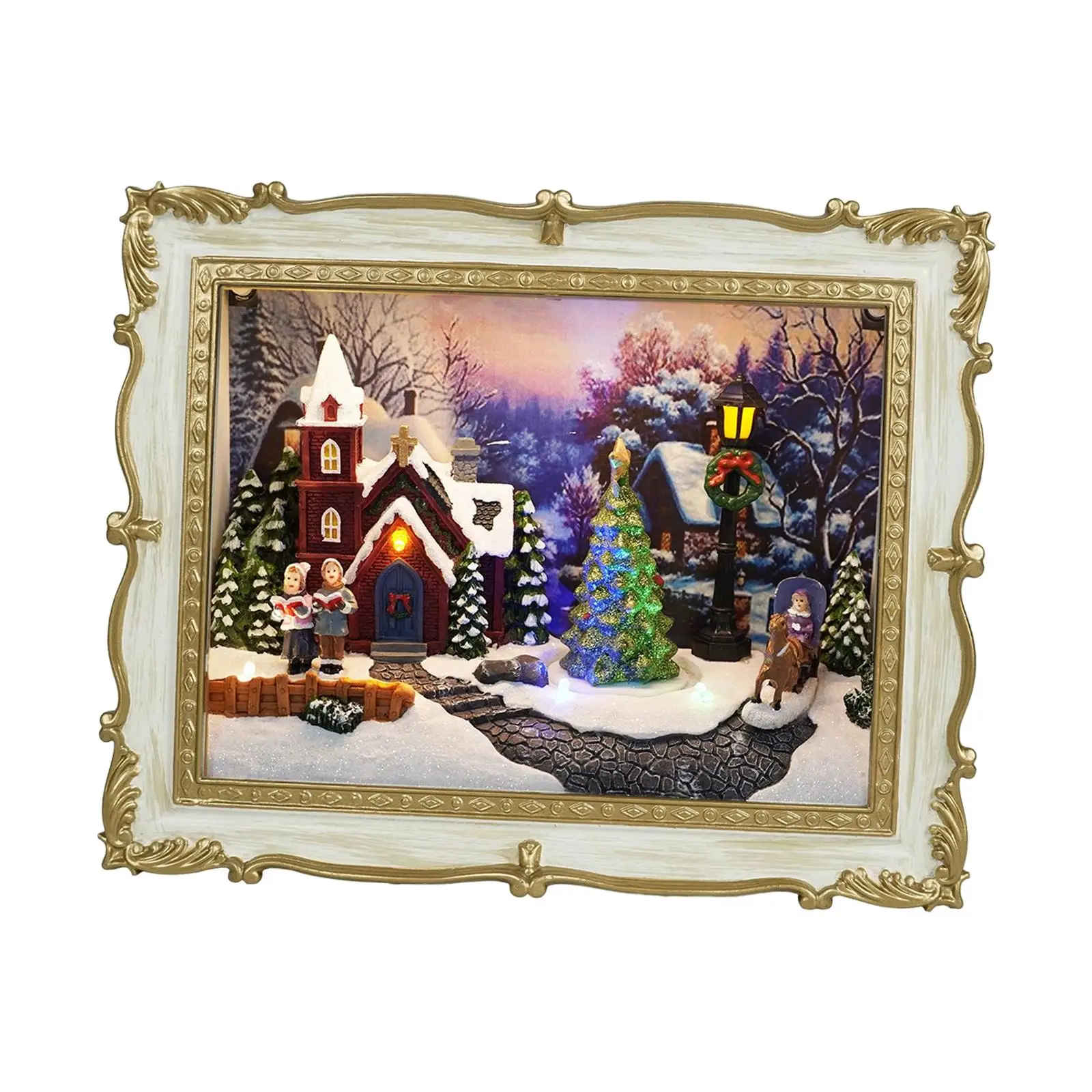 

Colorful LED Lights Christmas Town House Decoration Rotating Xmas