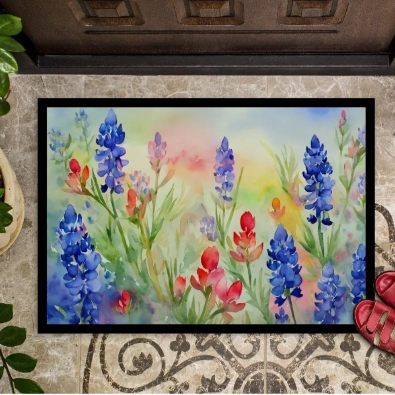 

Исцеляющие синие коврики, акварельный коврик для двери, износостойкий, нескользящий, легко чистящийся, в лесном стиле, незаменимый для входа