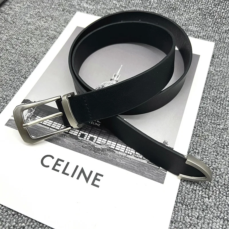 حزام جلد طبيعي بإبزيم فضي كلاسيكي عصري للجنسين بطبقة علوية من جلد البقر إكسسوار أنيق للرجال والنساء