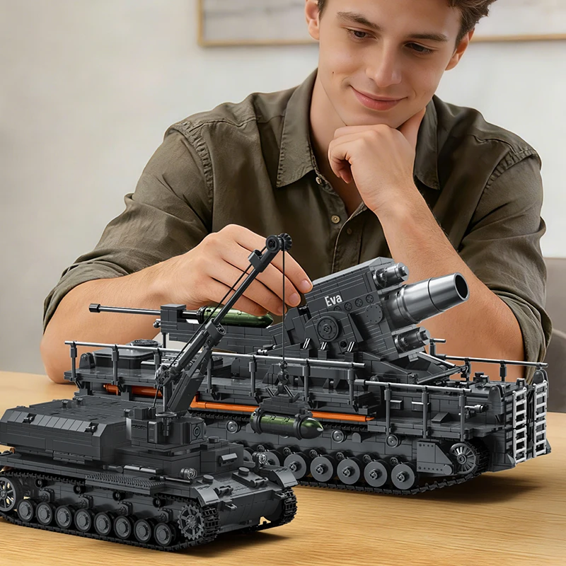 

Конструктор WW2 Creative Military Series: Гаубичная установка Карл, 4706 деталей, всемирно известная модель военной тематики, игрушки-конструкторы DIY, подарки