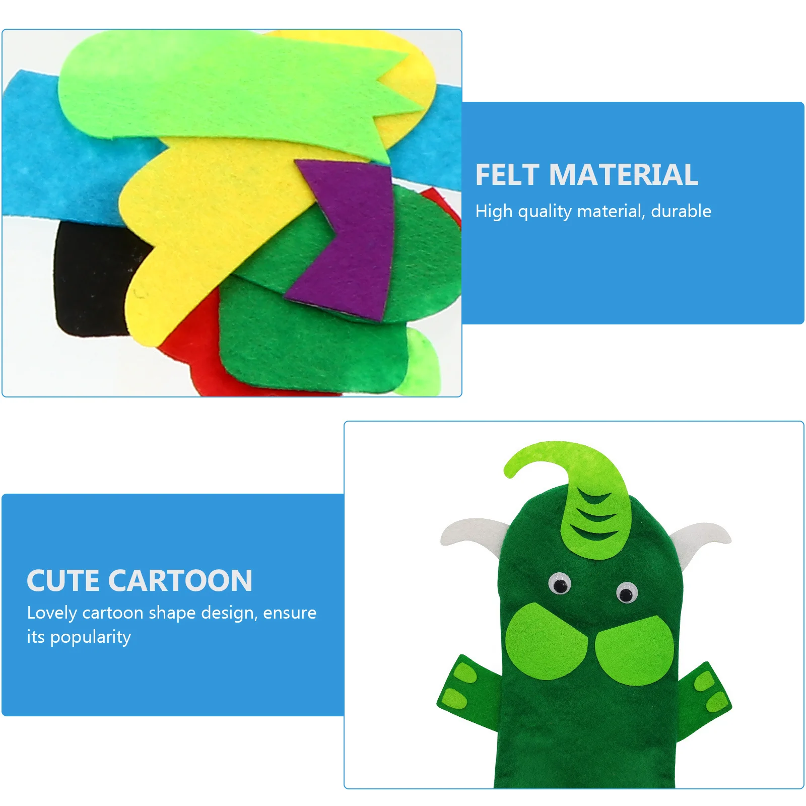 6Sets Hand Puppet Making Kit Adorable Die-Cut Accessories for Kids DIY Crafts Kindergarten Art Projects Felt DIY Crafts Kit