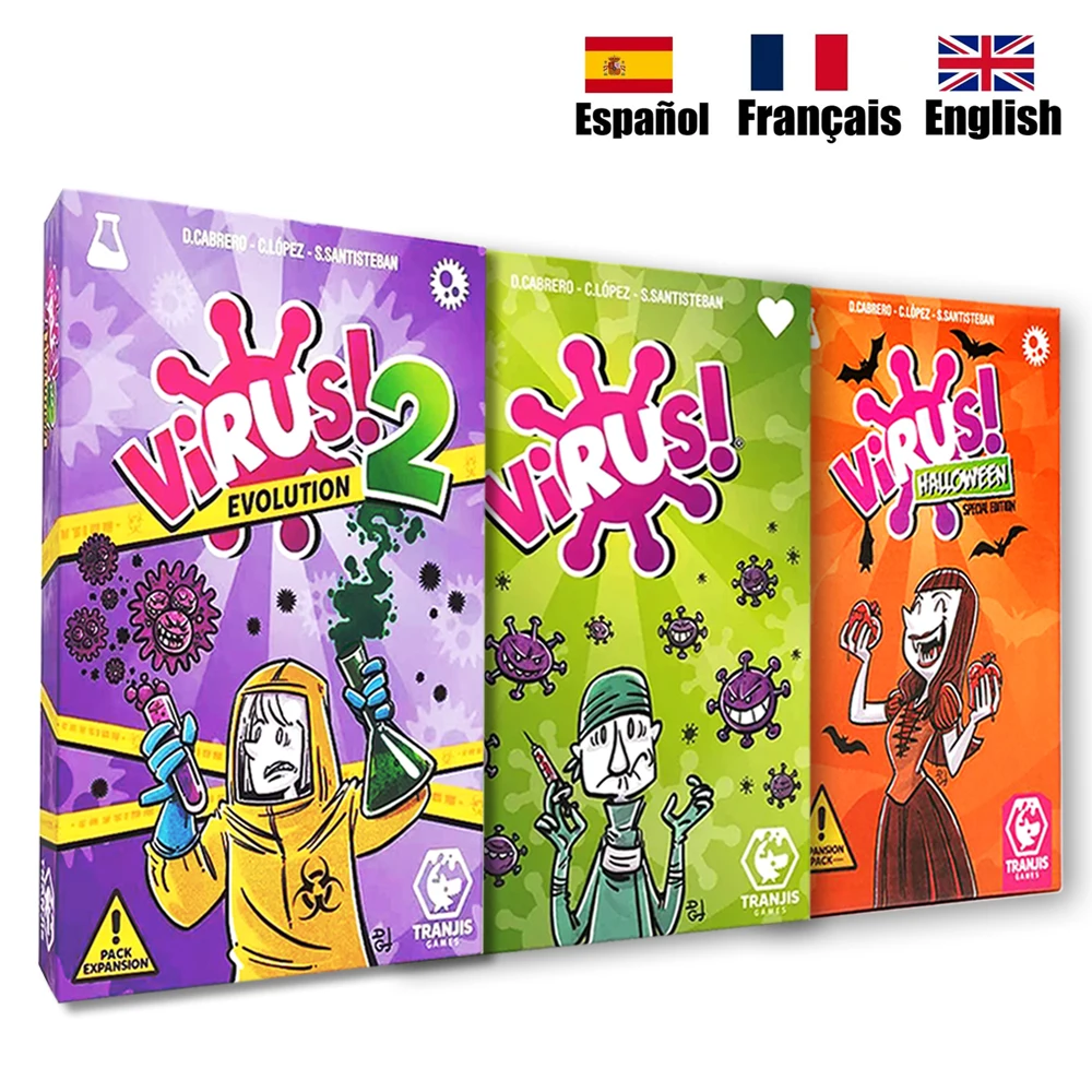 

3 Styles Virus Game Cards The Contagiously Fun Card Game Virus Evolution Halloween Spanish English French Party Game Card gift