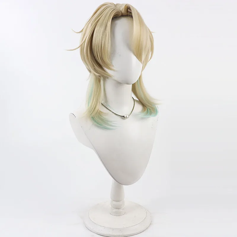 Juego Wuthering Waves Luuk Herssen Cosplay peluca oro medio hasta Cosplay peluca con reflejos verdes para Comicon fiesta adultos mujeres hombres