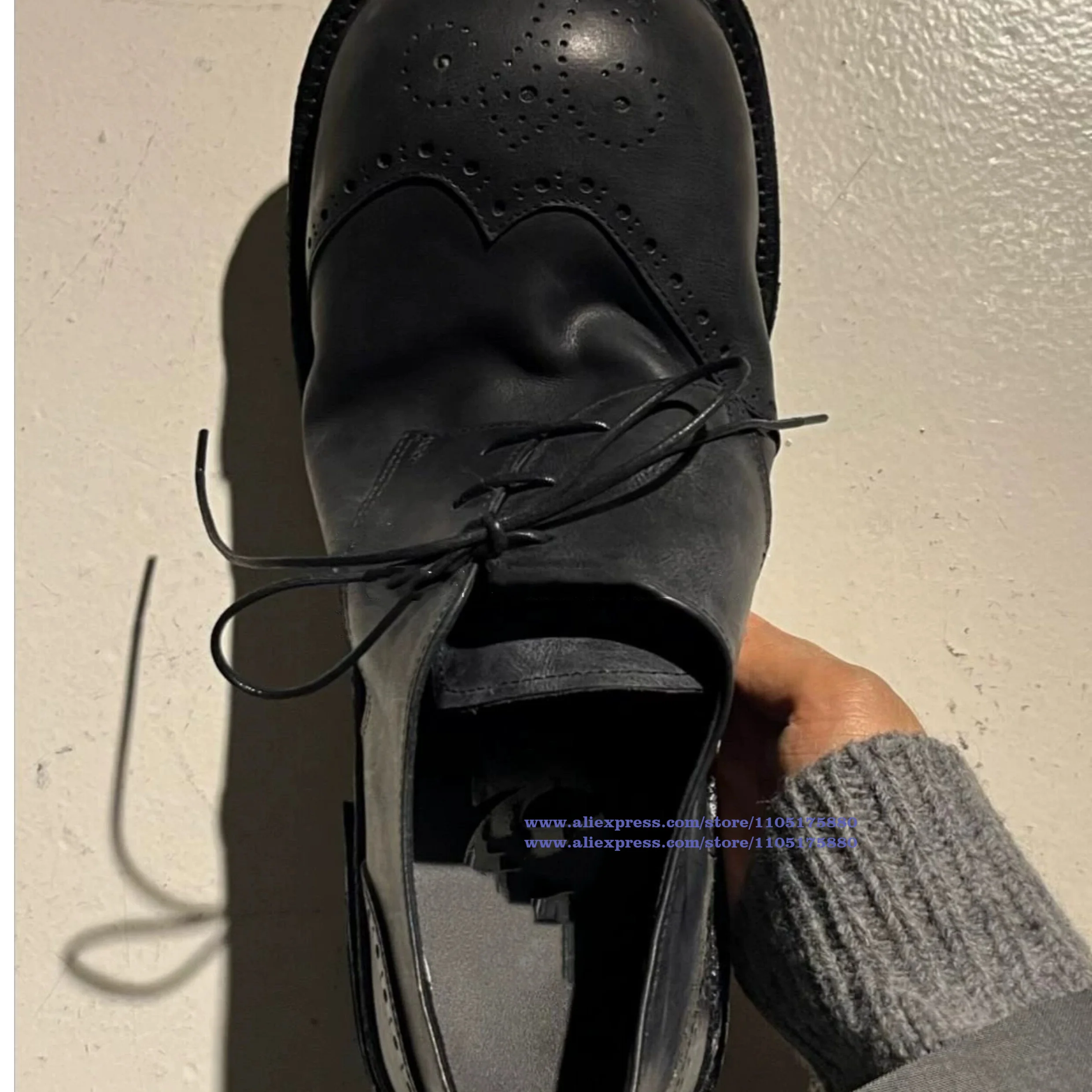 Sepatu Pria Kulit Hitam Vintag - Oxford Brogue Leather ulasan dan harga