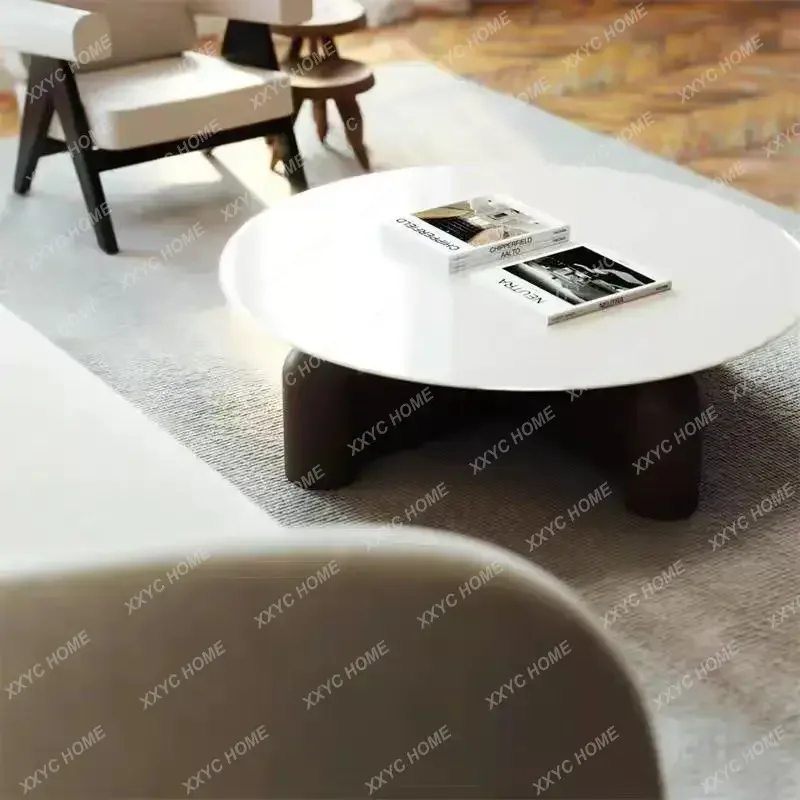 

L minimalist round coffee table living room creative personalized furniture solid wood