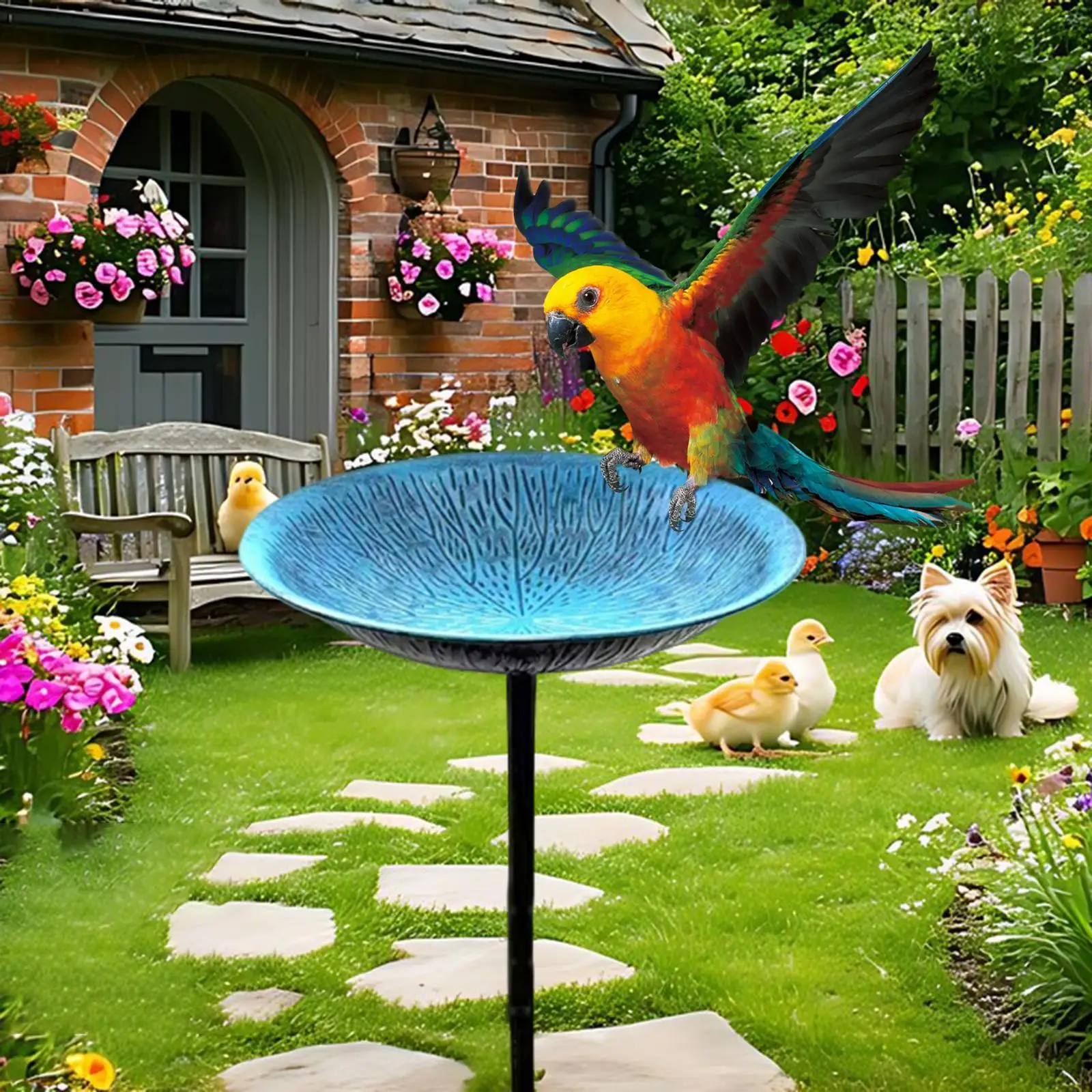 

Миска для ванны для птиц, сверхмощная декоративная универсальная металлическая уличная ванна для птиц, кормушка для птиц для патио, заднего двора, сада, балкона, улицы
