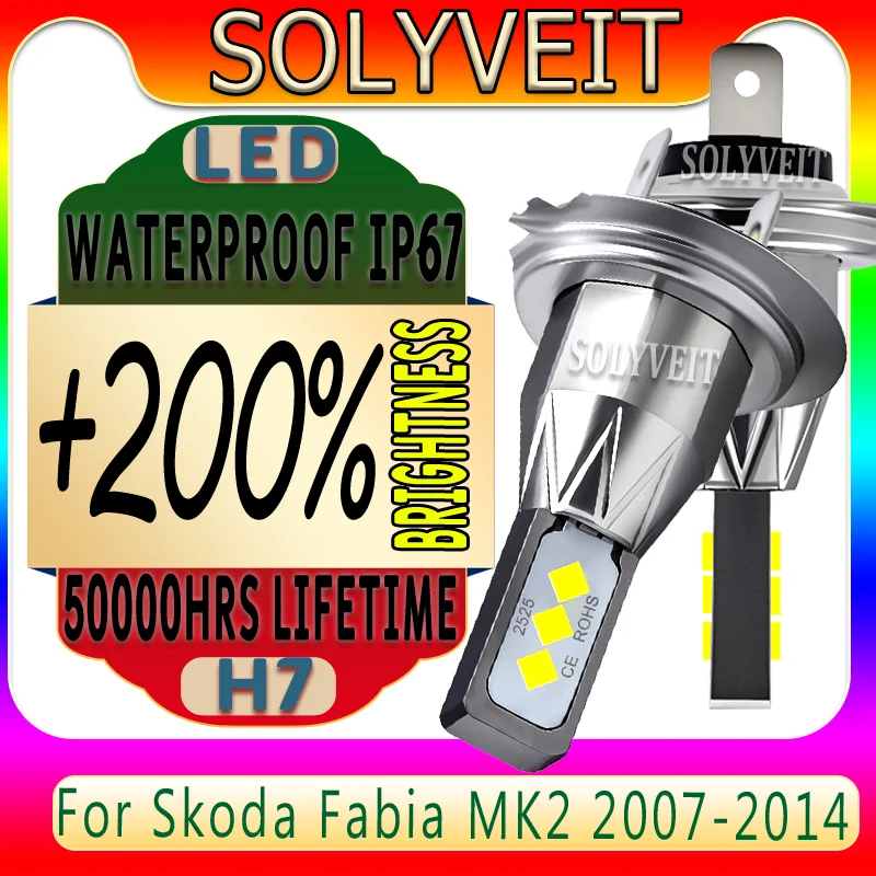 

No Dark Spots Easy Plug-and-Play Install Waterproof LED Headlight For Skoda Fabia MK2 2007 2008 2009 2010 2011 2012 2013 2014