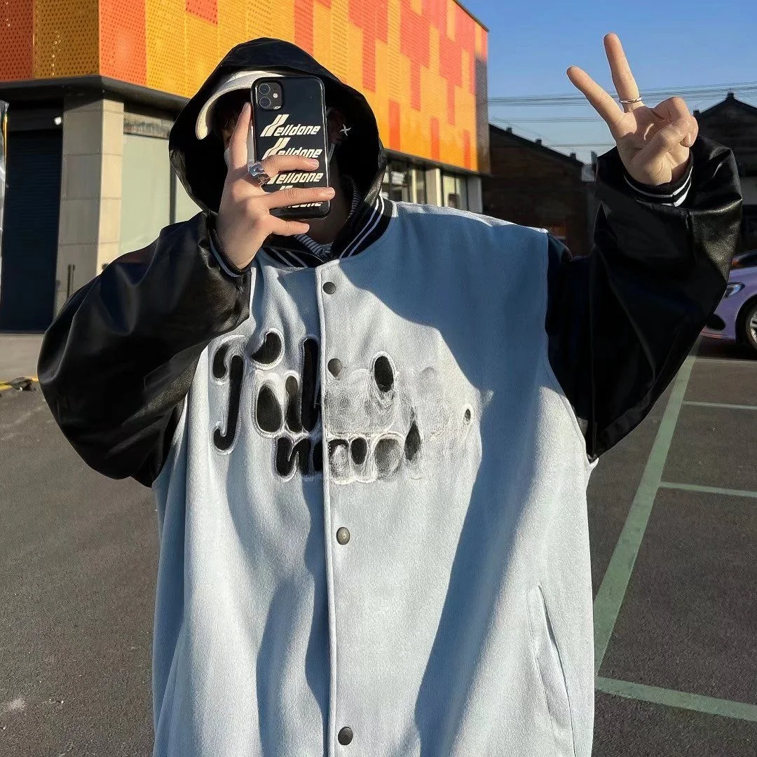 

een Men's Baseball Jaet Retro American Sle Sportswear Casual Couple's Trendy Brand Loose Fit Winter Outerwear