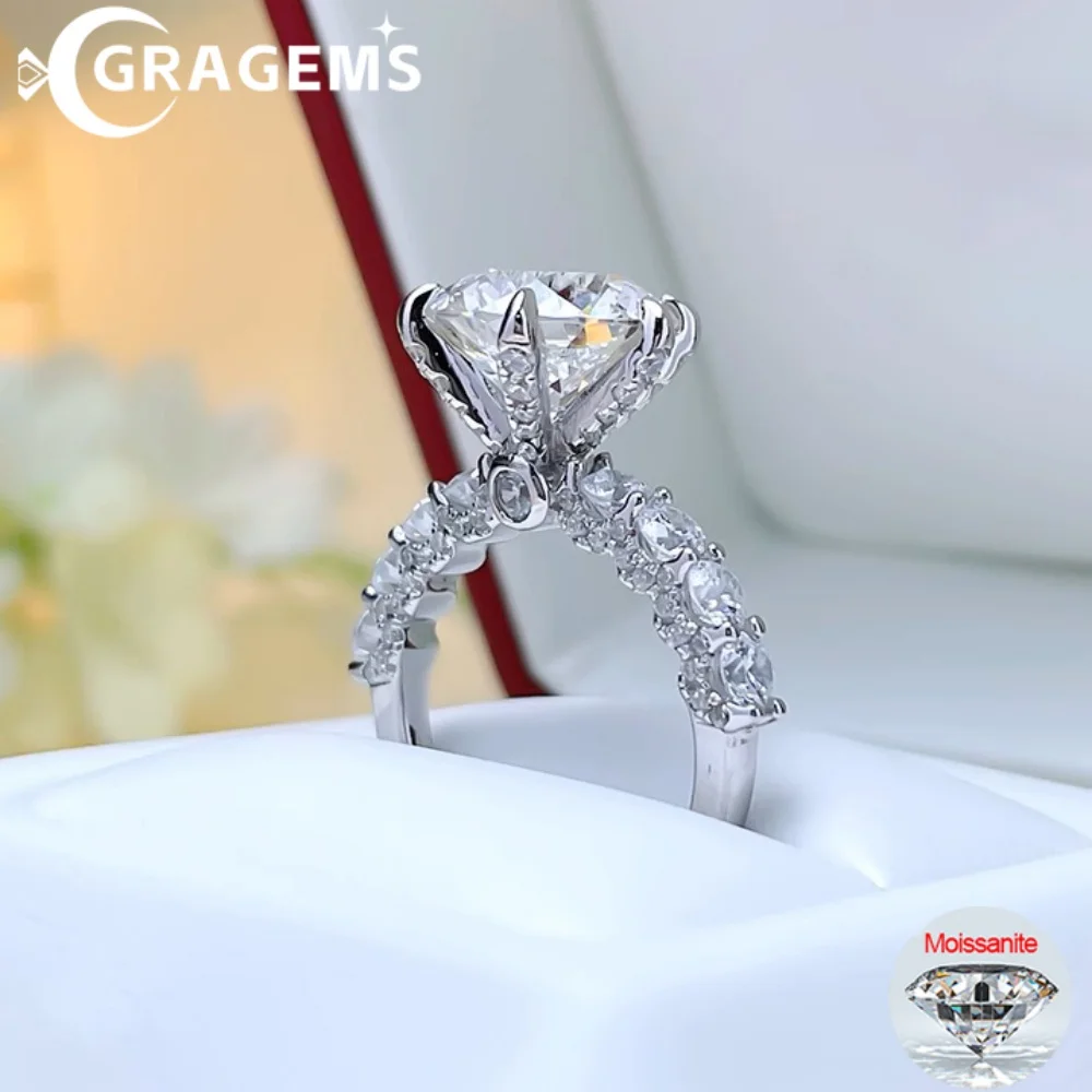 

1/2/3CT GRA сертифицированные кольца с муассанитом для женщин, стерлинговое серебро 925 пробы, сверкающие бриллианты, обручальное кольцо, ювелирные изделия, подарок