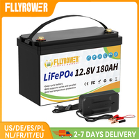 12V 180AH LiFePO4 Battery Pack 12V Lithium Iron Phosphate Batteries Charger 8000+Cycles For Touring Campers Off-Road Solar Wind