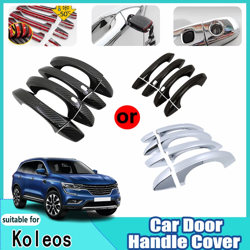 For Renault Koleos HC 2015~2022 2017 2018 2019 2020 Anti-Slip 2021 Scratch Carbon Door Outside Handles Stickers Car Accessories