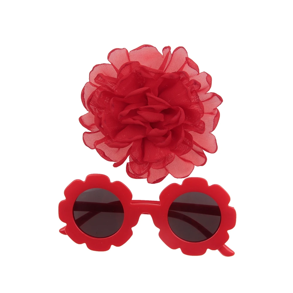 New 2pcs/lot Baby Girls Sunglasses Flower Hair Clips Set Fashion Sunflower Glasses Hairpins Birthday Gifts Photography Props