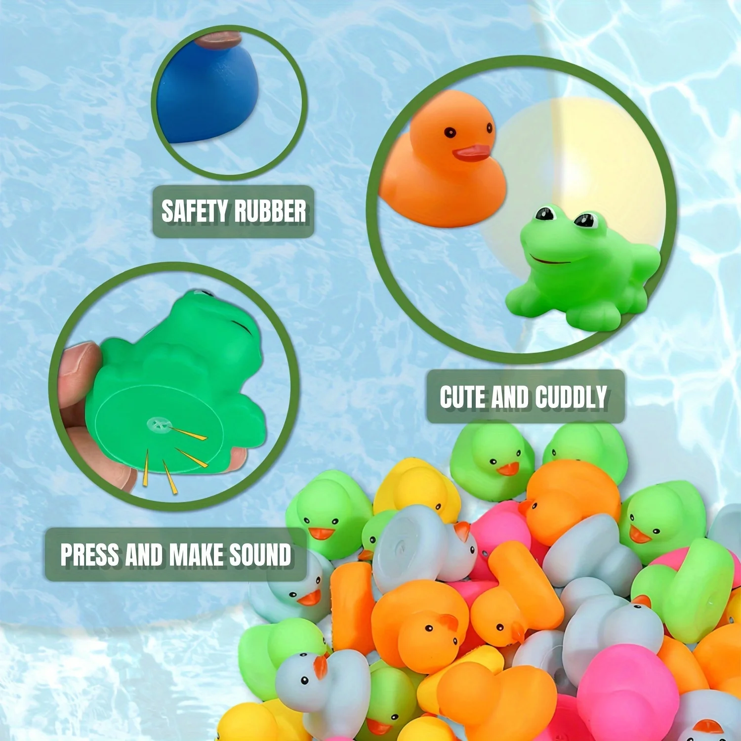 36 Pcs Rubber Frogs+Multicolor Mini Rubber Duckies,Shower Swimming Bathtub Toys