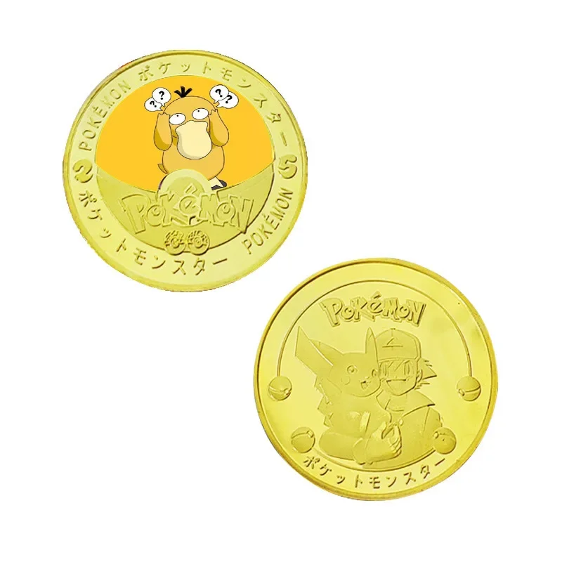 Pokemon Pikachu Cartoon Souvenir Coin Commemorative Coin Anime Action Figures Dragonite Colored Anime Collection Decoration Gift