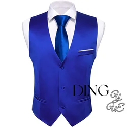 Mens Satin Suit Vest Formal Casual Men Vests V-neck 2 Pockets Wedding Party Tuxedo Waistcoat