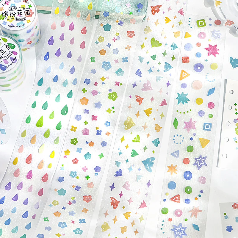 50mm*3m Kawaii Transparent Sticker Tape DIY Decorative Material Tape Scrapbooking Stickers School Supplies Japanese Stationery