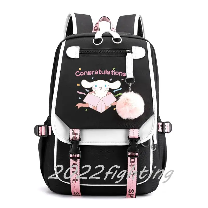 Cinnamoroll Backpack Multi Pocket Canvas Backpack Travel Rucksack Cute Casual Daypack School Bag for Women Student Teens Mochila