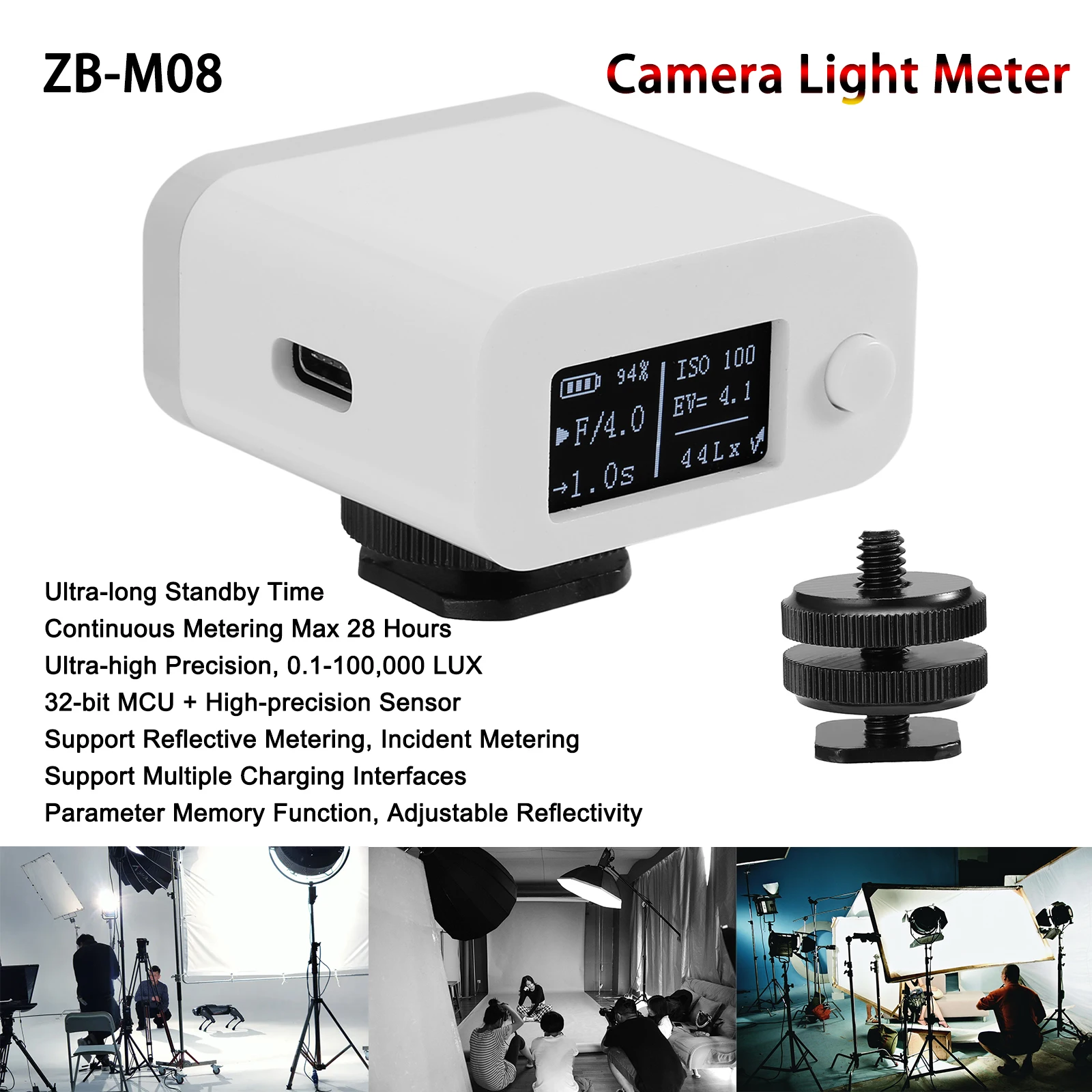 Set-top Reflection Light Meter Film Photography Kamery mocujące zimne buty Kamera fotograficzna z ładowarką