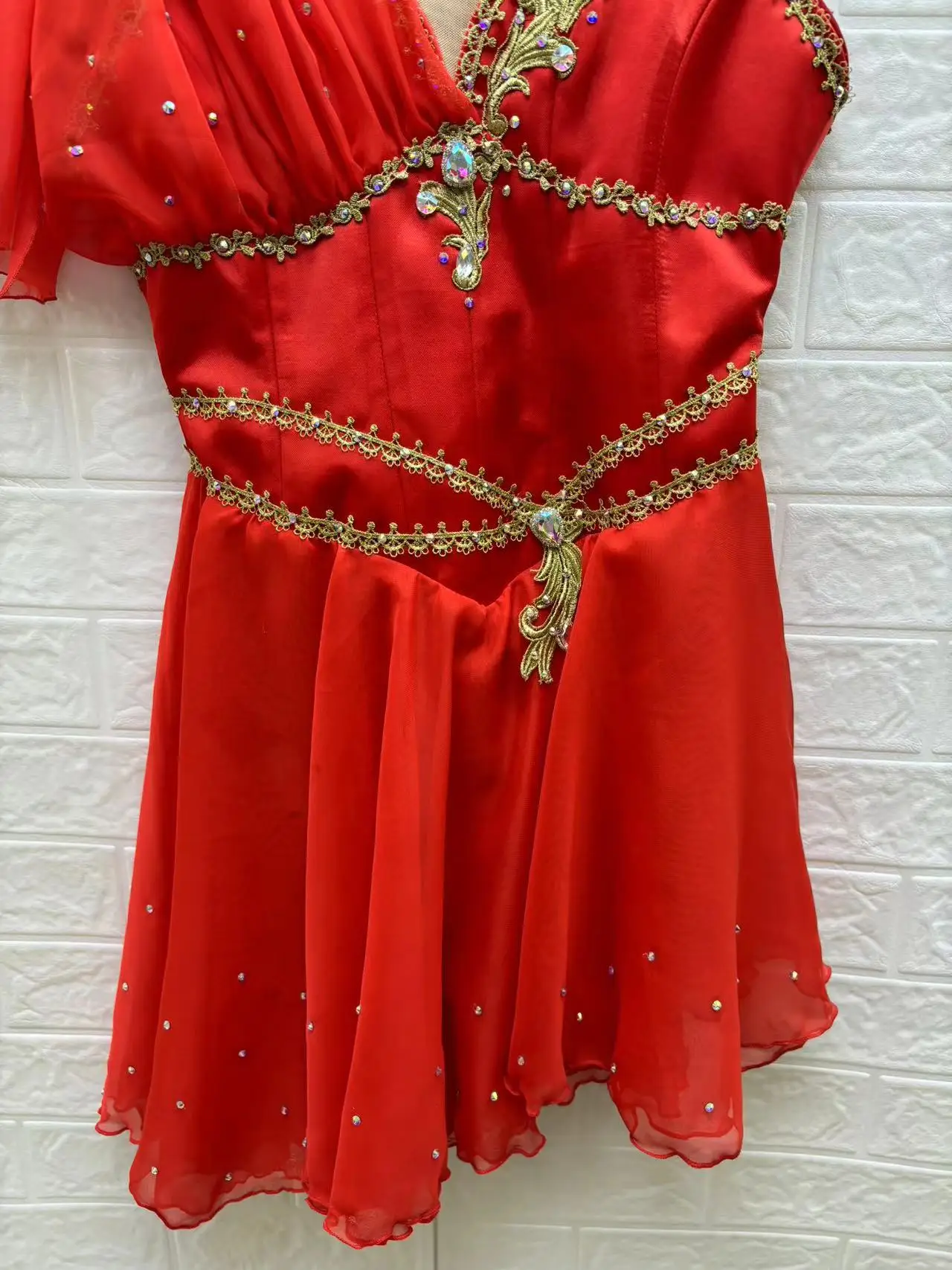 Fine Pattern Custom Size Custom Color Kids Girls Performance Wear Contemporary Red Lyrical Ballet Dress