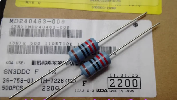 

4pcs/lot Original Japanese KOA 3W 220R 1% 8X17MM Gallbladder Audio Fever Gold Film Resistance free shipping