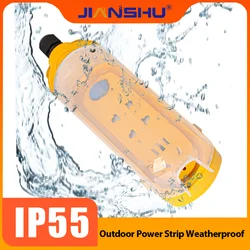 Jianshu Waterproof Outdoor Power Strip 16A Multi Plug Extension Socket Electric Plugs with Outdoor Lid wall socket waterproof