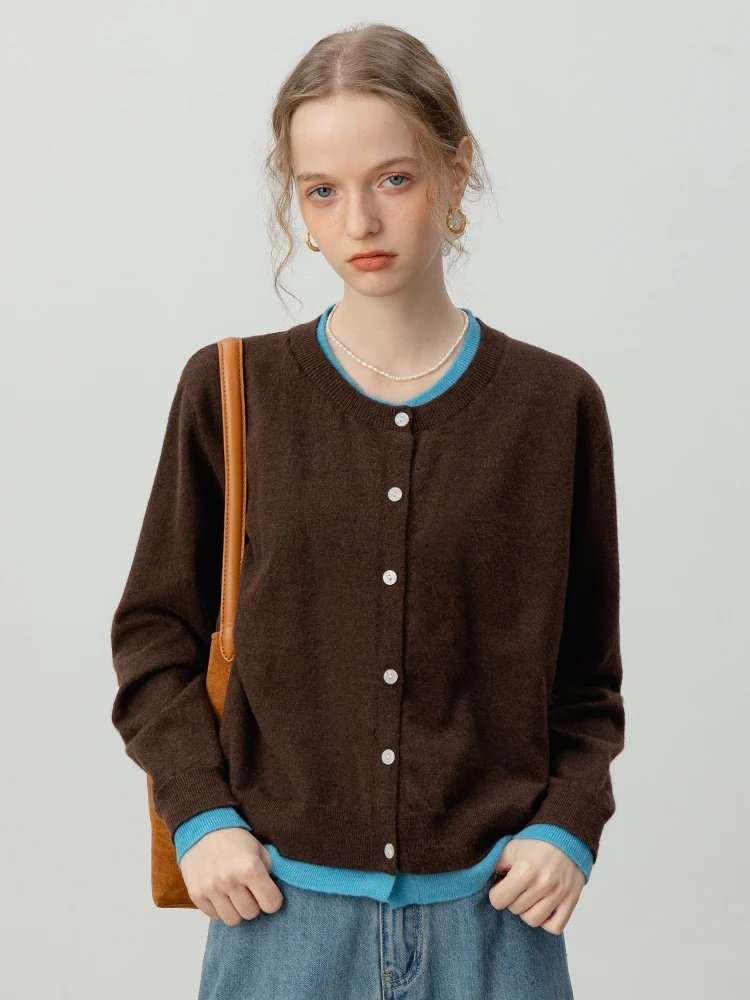 

Eggka round Ne Color Blo Long Sve Knitwear Women's Commute Design Sense Knitted Top Faionable Autumn New Sle