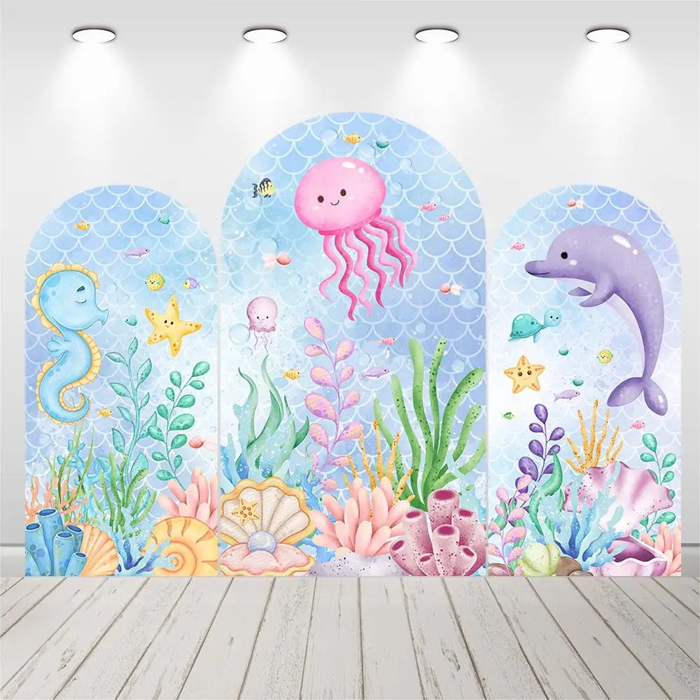 

Under Sea Birthday Arch Backdrop Baby Shower Bridal Shower Wedding Party Chiara Wall Arched Background Fabric