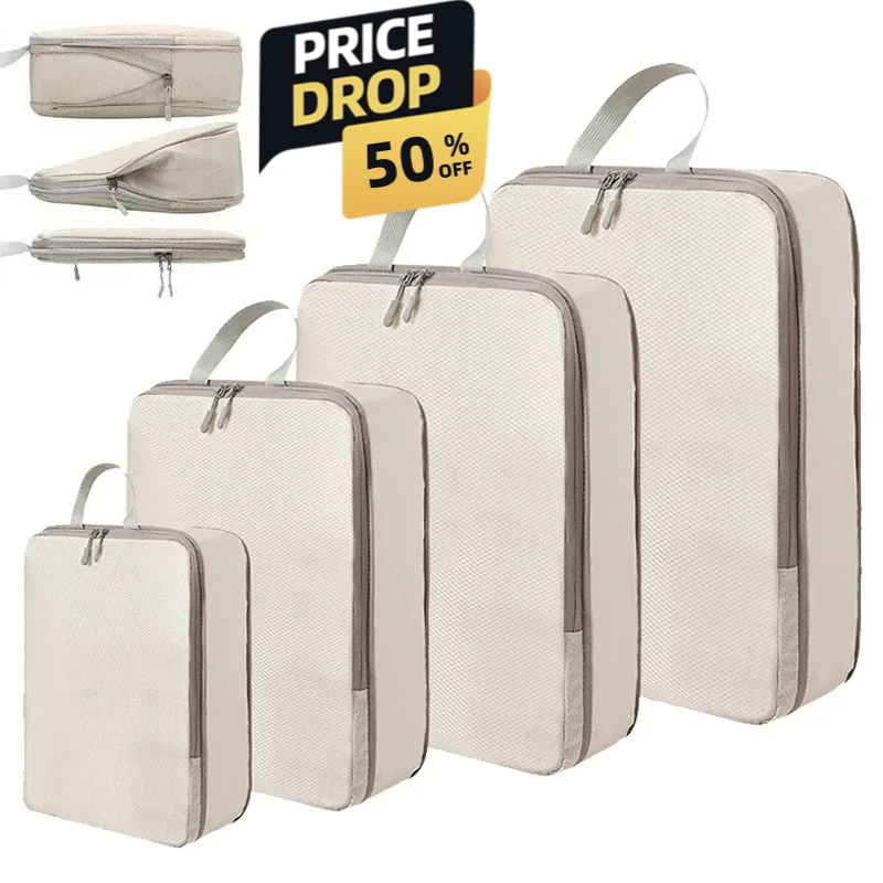 ชุด/4 ชิ้น กระเป๋าจัดระเบียบสำหรับเดินทางแบบพกพา สำหรับการบีบอัดสัมภาระ กระเป๋าจัดระเบียบกันน้ำ สำหรับกระเป๋าเดินทาง