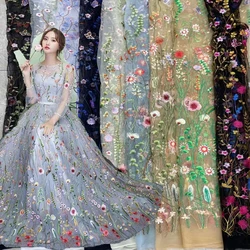 Color Floral Embroidered Lace Tulle Mesh Fabric For Dress Diy Craft Wedding Dress Curtain Sewing Patchwork Clothing Material