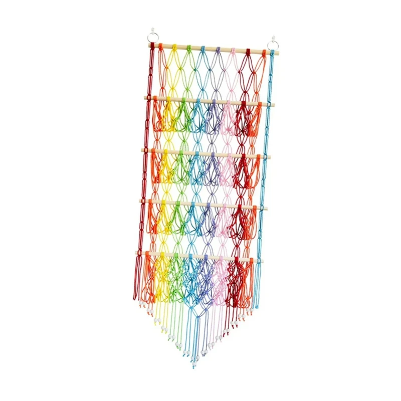 Hanging Organizer Plush Toy Storage Stuffed Animal Net Hammock Boho Macrame For Home Bedroom Books Children Bath Toys