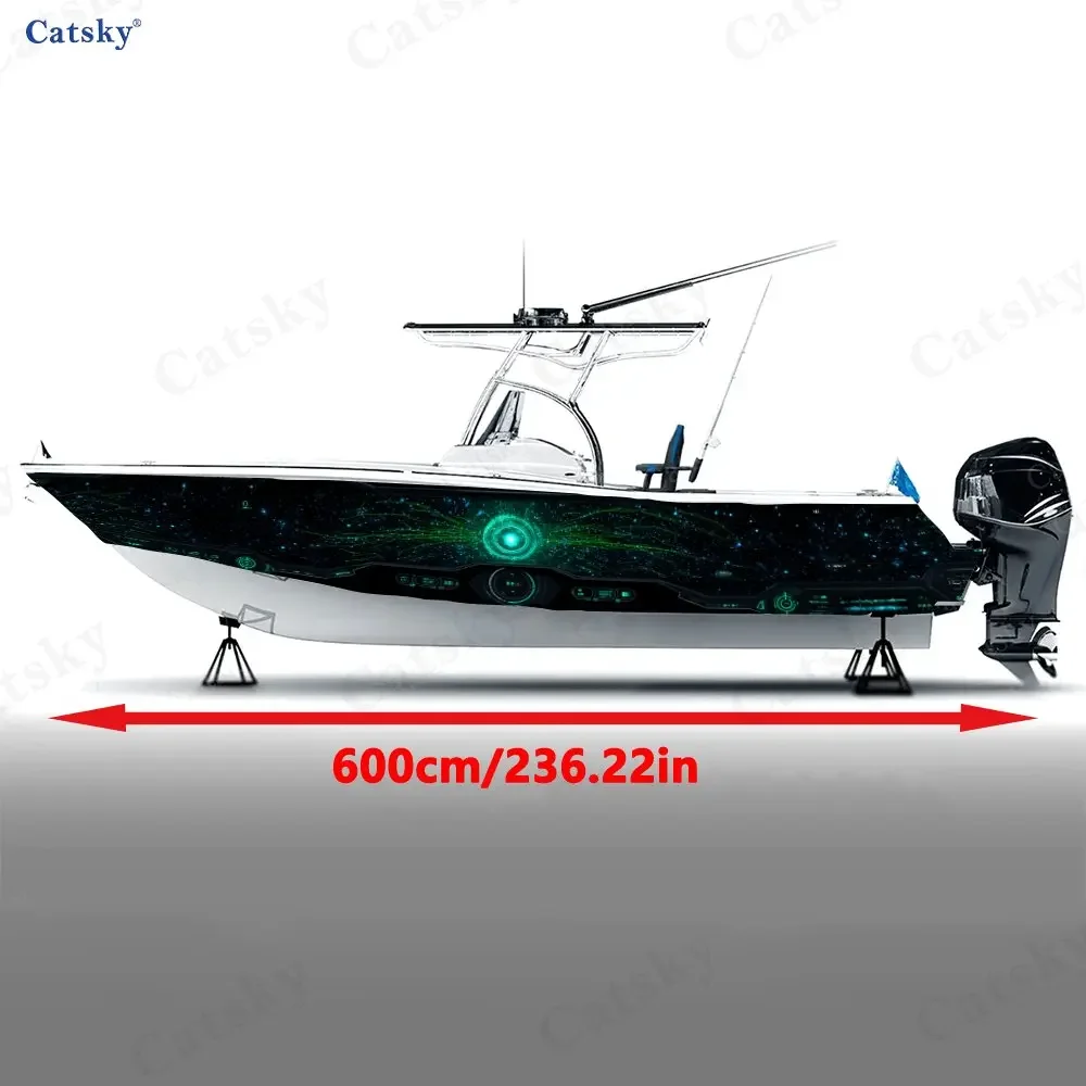 2Pcs HoloBeacon Boat Stickers, PVC Waterproof Durable Vinyl Wrap Decals for Fishing Boats, Durable and Stylish Design