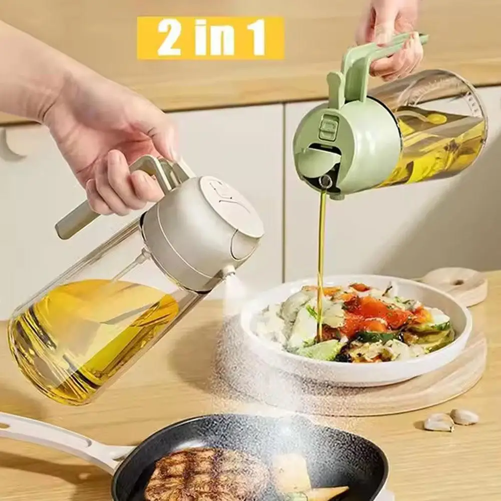 2 In 1 Pour Spray Sprayer Kitchen Fryer Air Spray Oil Dispenser Bottle For Olive Oil Cooking Frying BBQ Camping Large Capac P3O4