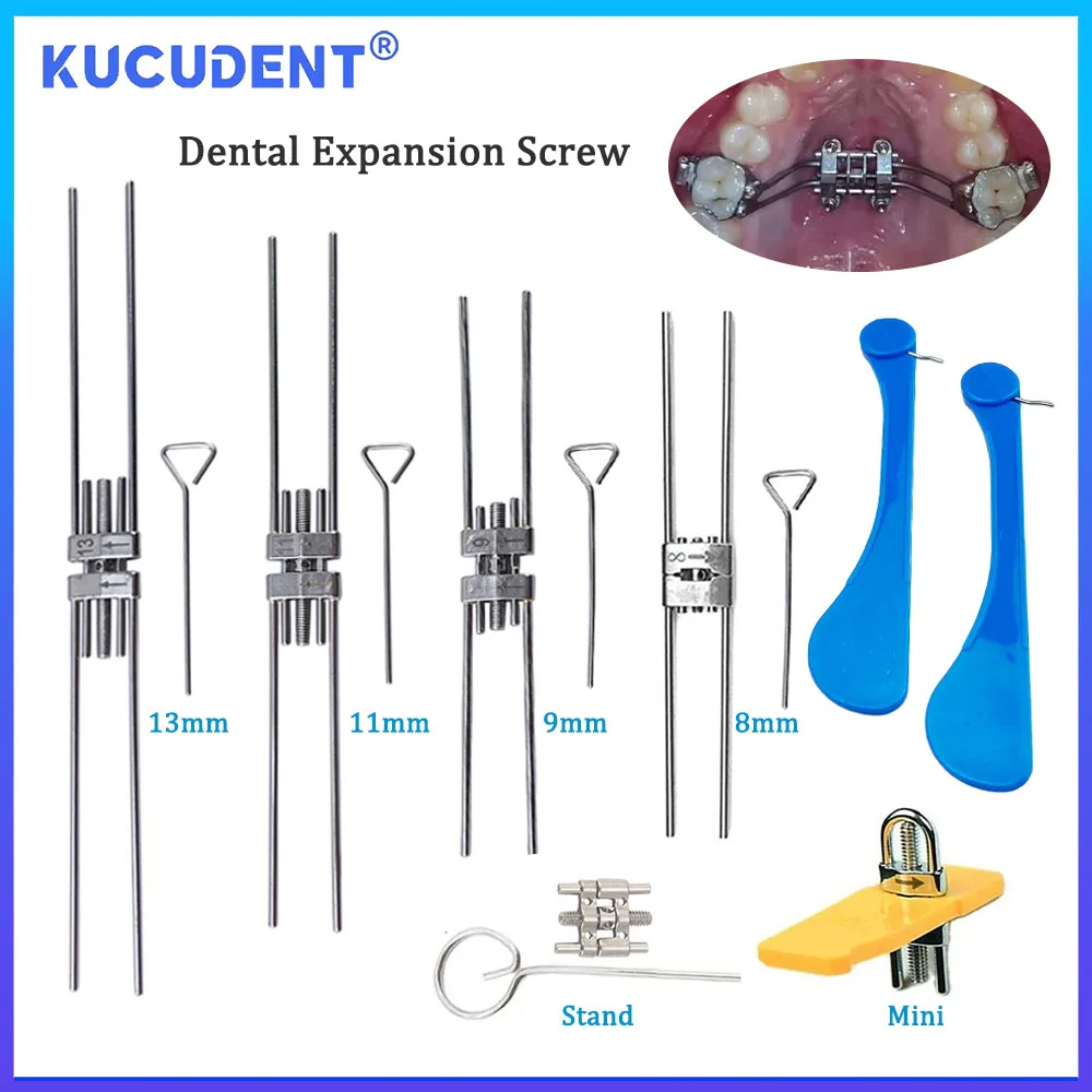 KUCUDENT Dental Orthodontic Expansion Screw Swivel Keys Frame Type Stainless Steel Rapid Palatal Expander 8/9/11/13mm Mini Stand