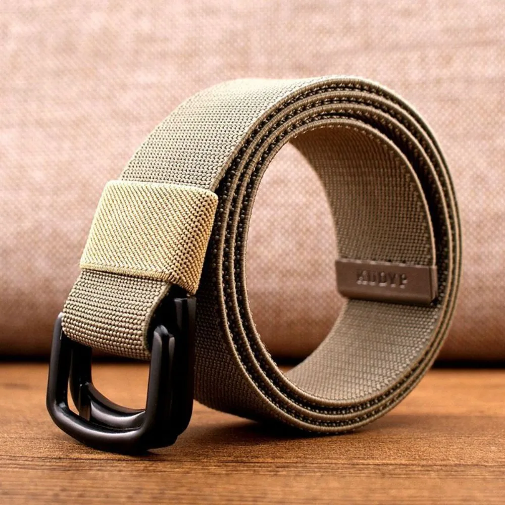 

Casual Training Nylon Elastic Belt Trend Versatile Double Loop Buckle Belt Luxury Design Canvas Braided Belt For Women Man