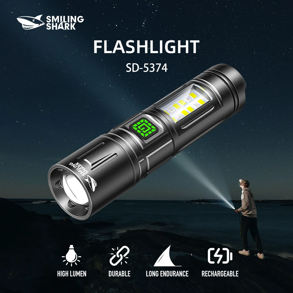 

Smilingshark SD-5374 Flashlight, Super Bright&Adjustable Brightness Flashlight, Rechargeable Flashlight for Emergency, Camping