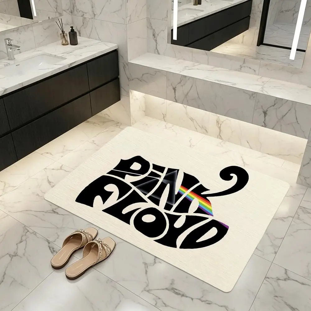Floor Mat Diatomite Bath Mat, Quick Dry, Absorbent, Multi-Scene Mat Band P-Pink F-Floyd