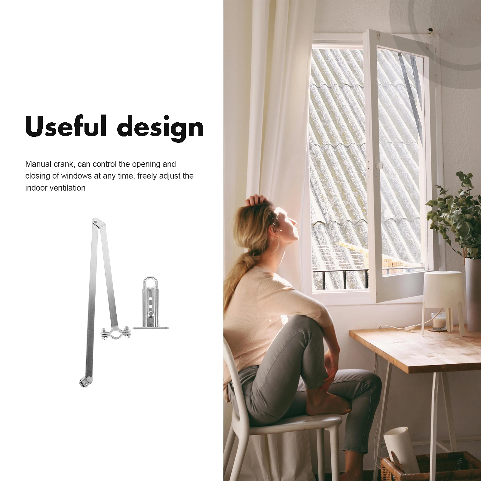 

1 set Manual Window Opener Replacement Handle Smoke Exhaust Stainless Steel Universal Easy Operation Stable Greenhouse Left Hand