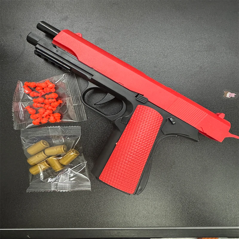 Pistolet jouet mécanique automatique M1911, coque d'éjection, pistolet à air, tir continu, balle molle, jouet de tir pour enfants