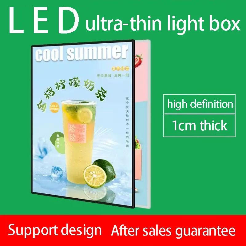 

Advertising board A1 poster displaying ultra-thin LED lightbox restaurant menu board tempered glass aluminum frame lightbox