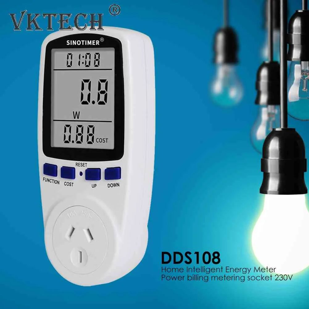 Digital Wattmeter AC 230V 110V Power Meter Electricy Consumption Energy Meter EU Plug Power Kilowatt Wattage Electricity Meter