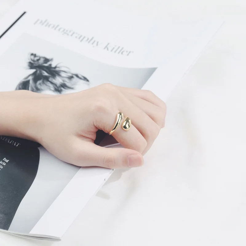 New Fashion Designer Gold Silver Colour Water Drop Ring Woman Europe America  Luxury Jewelry Trendy 2024