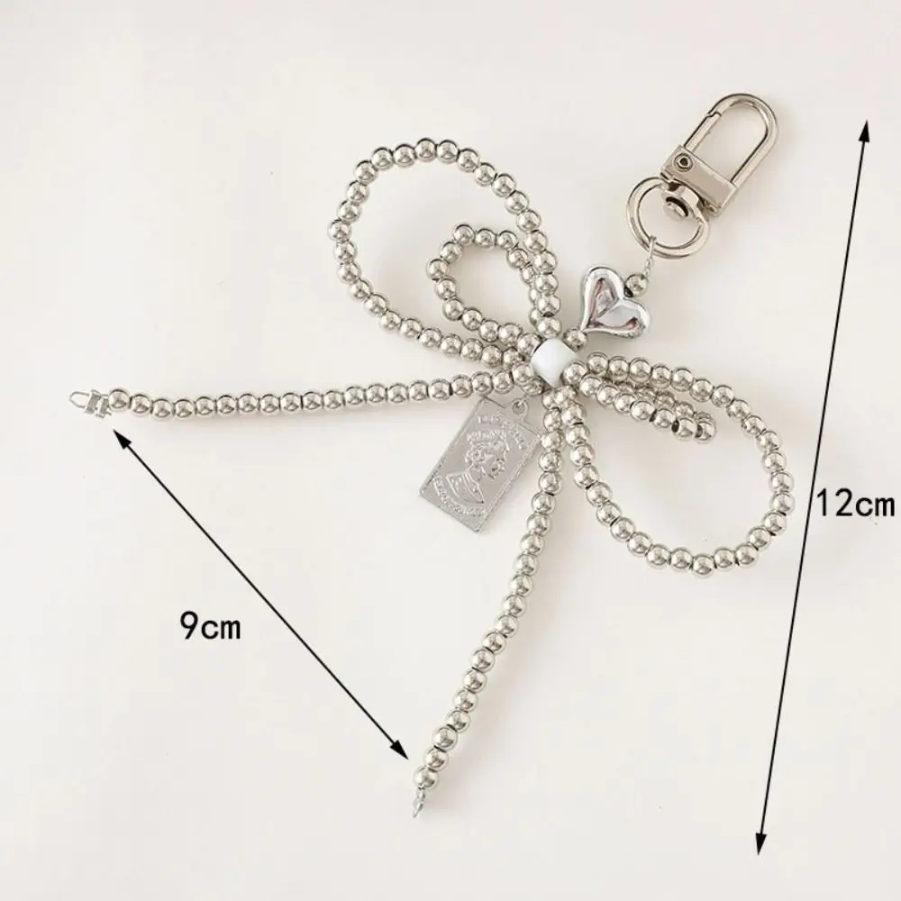 Fashion Pearls Bowknot Shaped Keychain Beaded Colorful Bag Pendant Bow Ornament Mobile Phone Chain