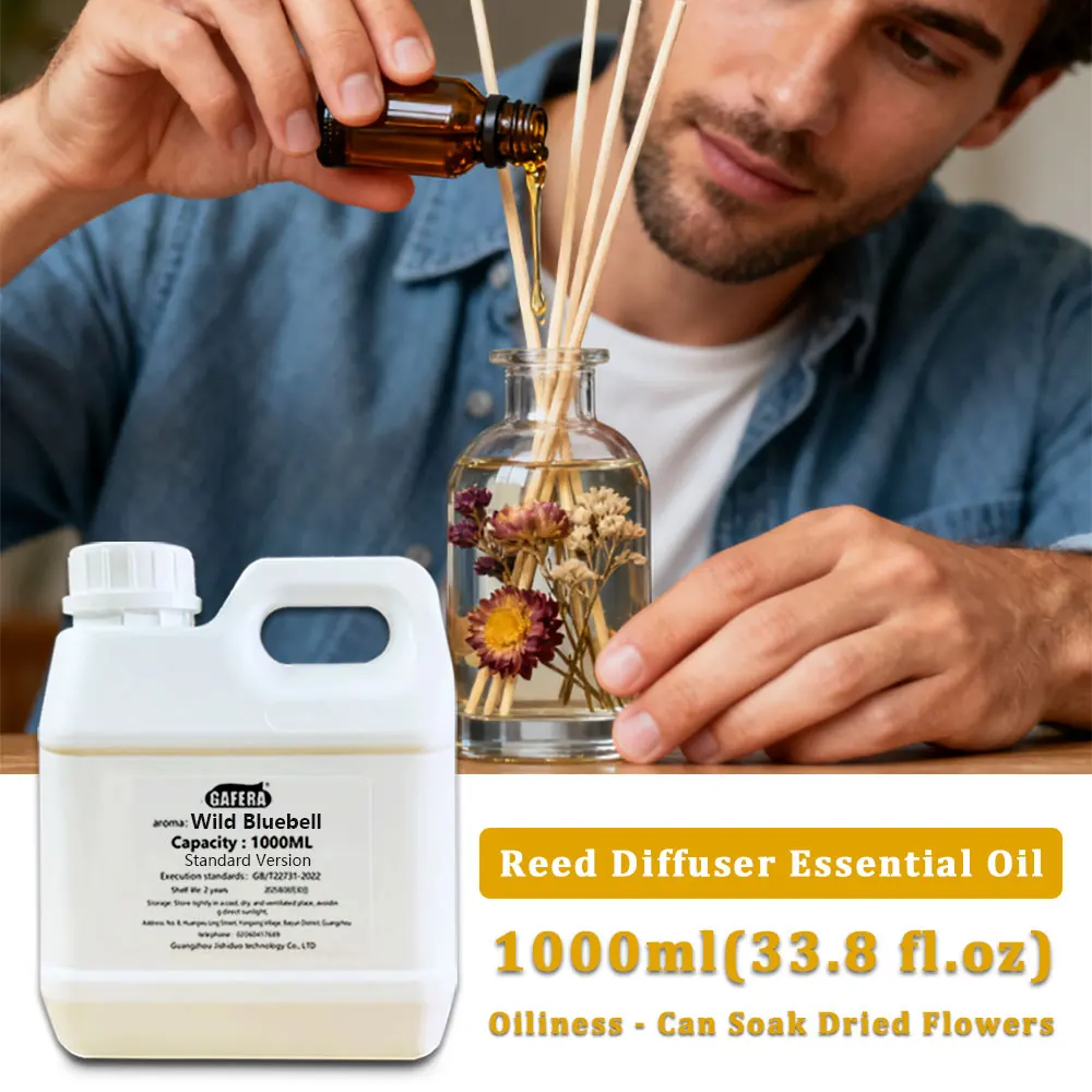 

GAFERA 1000 мл (33,8 жидких унции), беспламенное эфирное масло для ароматерапии Rose/Wild Bluebell, диффузорное масло для отеля, духи в большой флаконе