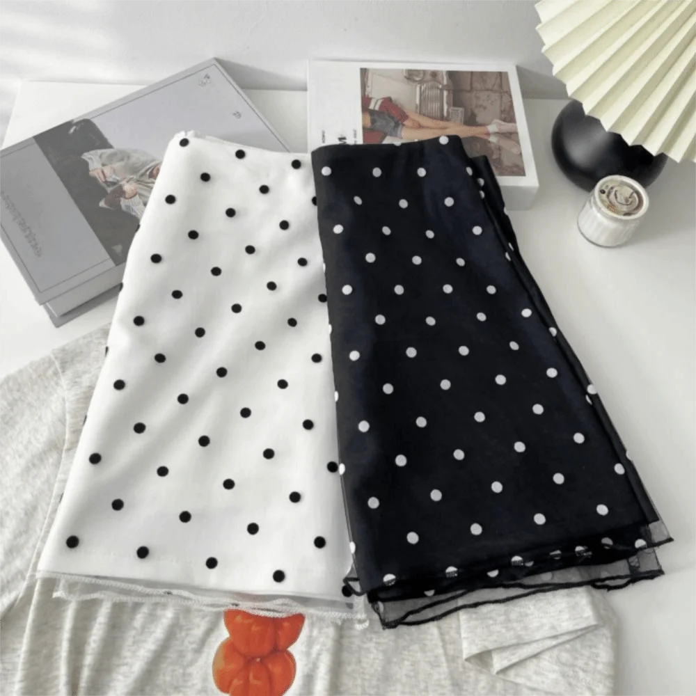 Fashion Vintage Polka Dot Skirt Zipper Casual Slim Fit Skirt Korean Style A-line Skirt Women